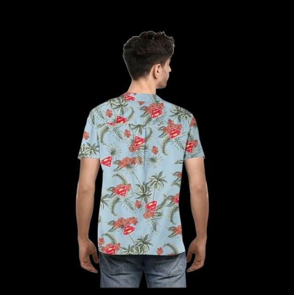 NWT Superman Tropical Print Men's Shirt Med - Picture 8 of 15